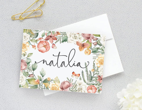 Designing Moments Set, 22-177 Personalized Note Cards and Envelope FOLDED Floral Stationery for Her, Women's Stationary