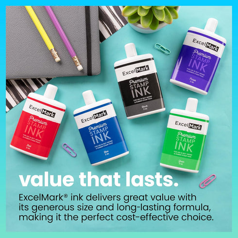ExcelMark Self Inking Stamp Refill Ink - 2 oz. - Red