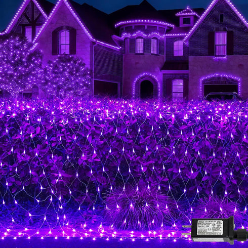 QITONG Purple Net Lights Outdoor Mesh Lights, 360 LED 12ft x 5ft