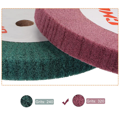 uxcell 200mm x 25mm 320 Grit Non-Woven Polishing Wheel, Nylon Wire Drawing Abrasive Flap Wheel for Stainless Steel