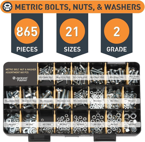 Jackson Palmer 2201 Piece Hardware Assortment Kit, Screws, Nuts, Bolts & Washers