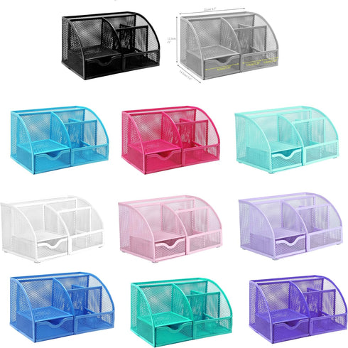 Exerz Light Purple Desk Organizer, Office Supplies with Drawer for Home Workspace and Desktop Storage