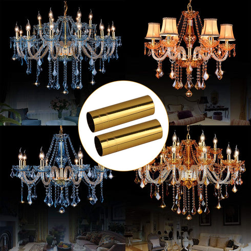 8cm 2.5cm E14 Pack 6 BQLZR Height Dia Bright Gold Double Line Chandelier Candle Light Cover Sleeves Socket