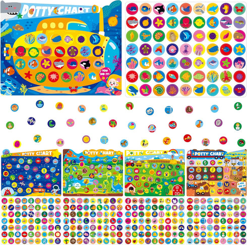 Hebayy Potty Training Sticker Chart for Kids, 15 Incentive Potty Charts & 630