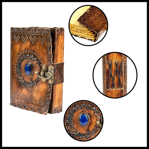 Leather Journal with Clasp, Gemstone Writing Pad, Handmade Notepad, Best Present Art Sketchbook, 5X7