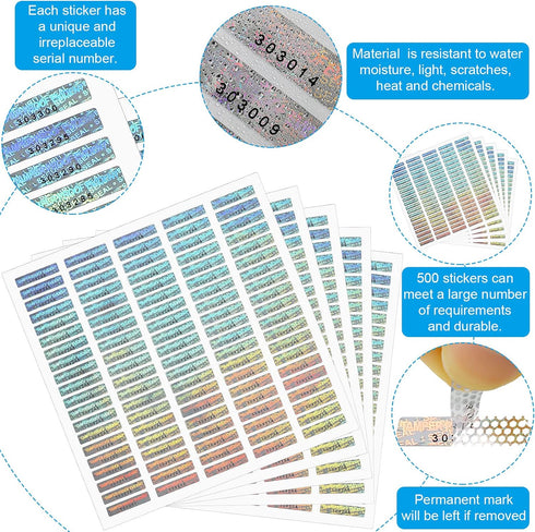 500 0.24 1 Inch Marspark Pieces Silver Security Tamper Evident Seals Stickers Void Original Genuine Authentic Hologram