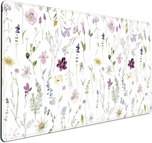 Cute Flower Aesthetic Mouse Pad, Large Extended Gaming Desk Mat 31.5''x15.75'' for Women Office Decor