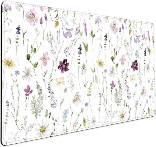 Cute Flower Aesthetic Mouse Pad, Large Extended Gaming Desk Mat 31.5''x15.75'' for Women Office Decor
