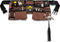 11 Pocket Heavy Duty Construction Tool Belt - Brown and Black Work Apron with Poly Web Belt, Adjusts 33 to 50