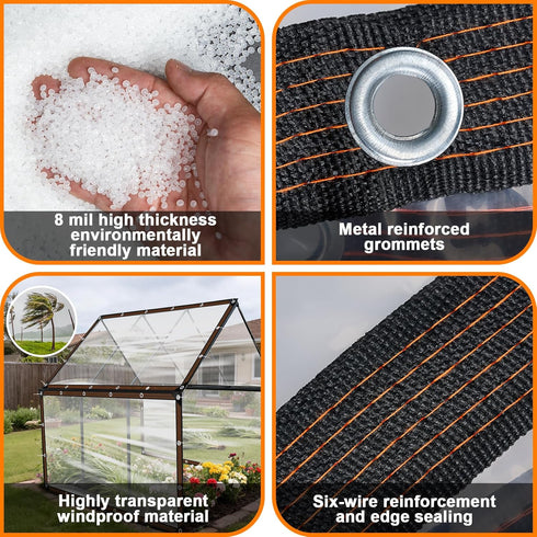 NNG 10x10ft Grommet, Clear Waterproof Tarps Heavy Duty Transparent Tarpaulins Clear Vinyl Tarps with Outdoor