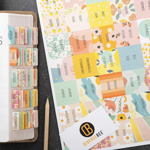 DiverseBee Spanish Bible Tabs, Large Print Easy to Read, Bible Journaling Book Tabs, Christian Gift, 66 Bible Tabs,