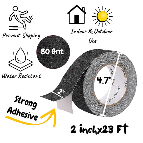 Mr. Pen Grip Tape - 2 Inch, 23 Feet Anti Slip/Non Skid Tape for Stair, Waterproof Black Grip Tape Roll