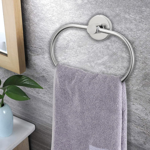 Towel Ring for Bathroom, Chrome Towel Bar Hangers Wall Mount, Stainless Steel Hand Towel Holder, Modern Round Towel Hanger by Eolax