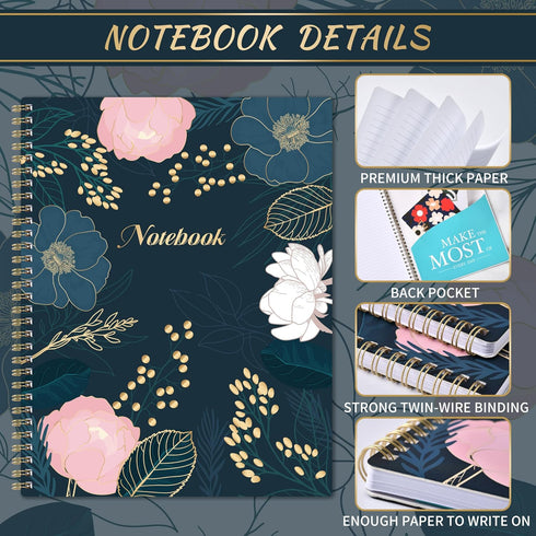Ruled Notebook/Journal - Lined Journal, 8.5”x 10.5”, Spiral Notebook, 142 Pages, Perfect for Office & School