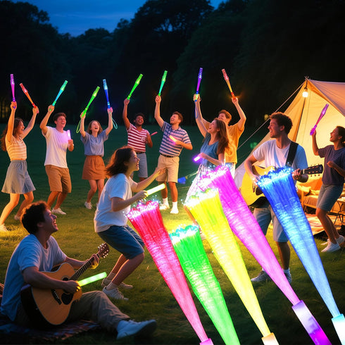 70PC Favors,4 Glow Fiber Optic Wand Glow Sticks,LED Light Up Wand,Glow in The Dark Party Supplies Color Neon Light up
