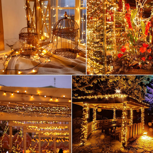 echosari 2 Pack Battery Operated String Lights, 13.2Ft 40 LED Warm White Fairy Lights for Outdoor Wedding Party Garden