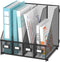 SUPEASY Magazine File Holder, Metal Desk Organizer with 4 Rack Compartments, File Organizer for Office Home School