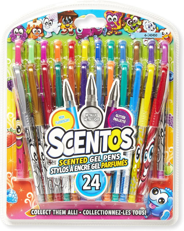 Scentos Scented Gel Pens for Kids, Assorted Colorful Fine Point Gel Pen Set, 24 Count for Ages 3 and Up