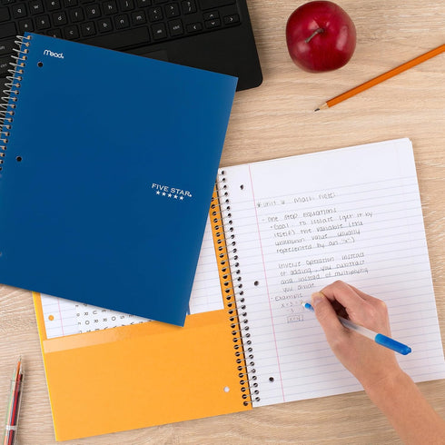 Five Star 3 Pack Spiral Notebook + Study App, 3 Subject, College Ruled, 150 Sheets, Water Resistant Cover, 8.5" x 11",