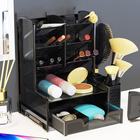 Simple Houseware SHW 6-Compartment Desktop Organizer with Drawer, Black by Simple Houseware