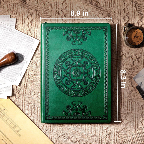 CAGIE Leather Vintage Journal for Men: Soft Cover Lined Pages, 180 Lay Flat Writing Travel Diary, Dark Green