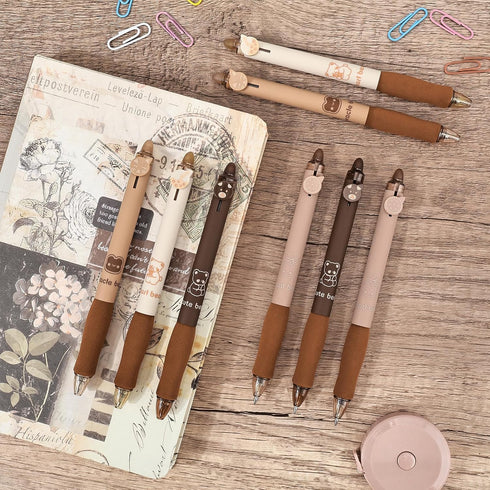 BAYTORY 8Pcs Cute Retractable Erasable Gel Pens, Blue and Black Ink, Smooth Writing for Note Taking