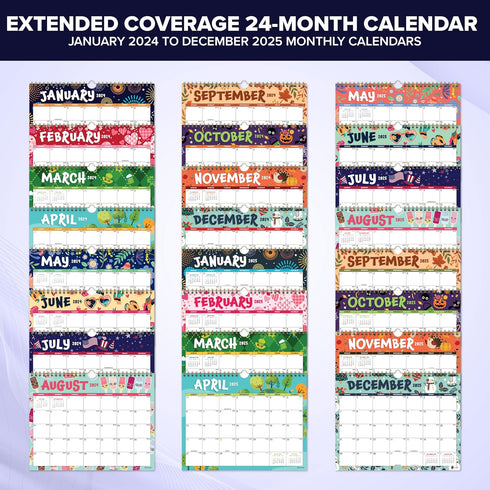 Decorably 24 Months Magnetic Calendar 2024-2025, 11x8.5in for Refrigerator, Magnet Calendar for Fridge