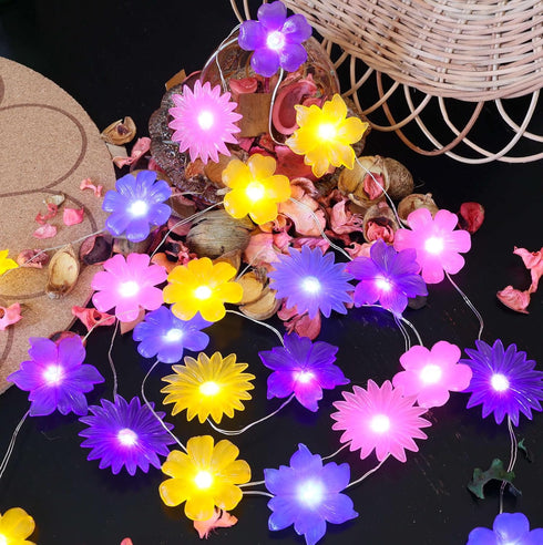 8.5ft 20LED Flower Lights Cute Fairy String Lights Floral Room Decor Night Lights USB Plug in or Battery Power String