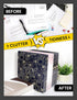SUNEE 1 Inch 3 Ring Binder with 2 Pockets, Decorative Black Marble Heavy Duty for School Office Supplies