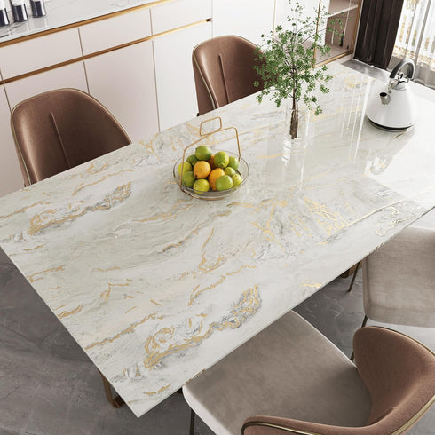 Glossy Marble Contact Paper 15.75"x78" for Kitchen Countertop, Waterproof Vinyl Wallpaper for Bathroom Cabinets