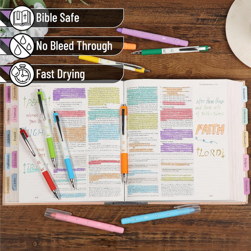 Mr. Pen Bible Highlighters and Pens No Bleed, 12 Pack Gel Highlighters for Bibles, No Bleed Through Bible Pens
