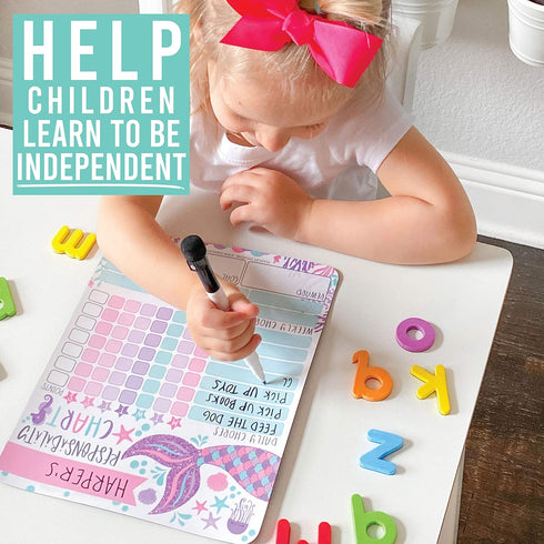 Magnetic Chore Chart for Kids - Mermaid Good Behavior Chart, Dry Erase Daily & Weekly Responsibility List at Home