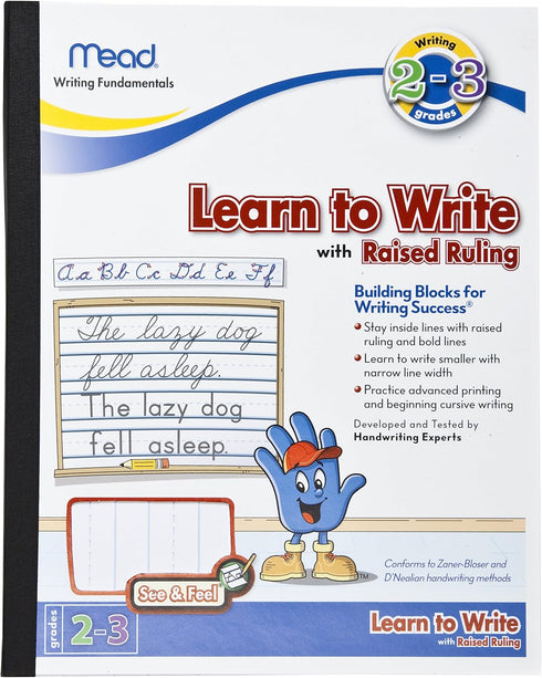 Mead See & Feel Learn To Write Tablet, 8" x 10", Grades 2-3 Workbook with Lined Paper