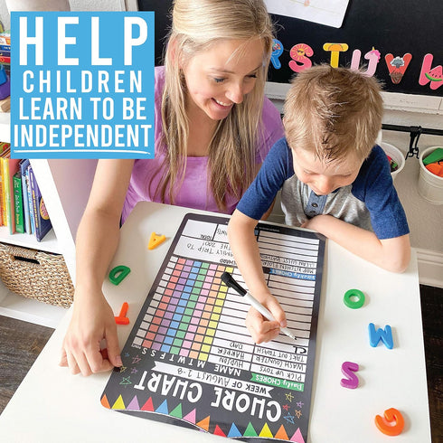 Magnetic Chore Chart for Kids, Dry Erase Reward System for Adults, Fiesta Chalk Responsibility Board for Family