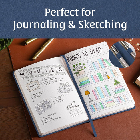 BEECHMORE BOOKS Bullet Notebook, Dotted Journal, 8.3 x 5.8 inch, 112 Pages, Hardcover Leather, 160 GSM, Gift Box