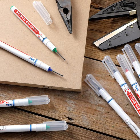 60 Ireer Pcs Multi Purpose Deep Hole Marker Pens Long Nosed Marker Deep Drill Hole Long Nib Scriber Waterproof