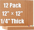 SUNGIFT Cork Board 12"x12" - 12 Pack Bulletin Boards, 1/4" Thick Square Decorative Cork Tiles with 100 PCS Push Pins