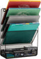 Mind Reader 4-Tier Vertical File Storage, Desktop Organizer, Wall Mount, Metal Mesh, 12.5" L x 4" W x 16.5" H, Black