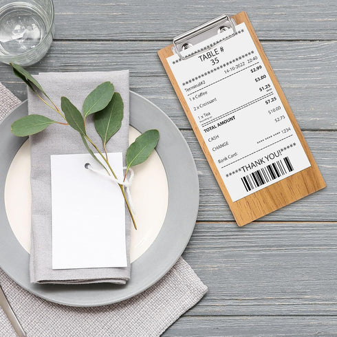 10Pcs PATIKIL Check Presenters for Restaurants, Mini Clipboard Wood Check Holder Half Page Menu Holder for Restaurant