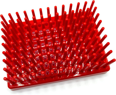 EISCO Red Plastic Test Tube Peg Drying Rack, Holds 96 13mm Test Tubes for Labs