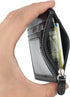 Wisdompro 2-Sided PU Leather ID Badge Holder with Zip, 1 ID Window, 4 Card Slots, 1 Side Zipper Pocket, 20 Inch Lanyard