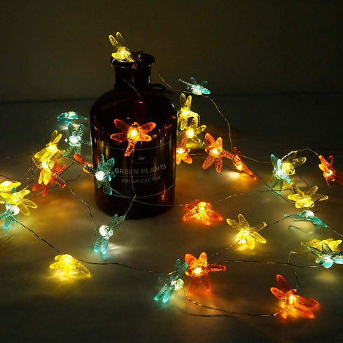 40 8 LED Dragonfly Decorative String Lights Battery Operated Modes with Remote Control for Wedding, Party, Festival
