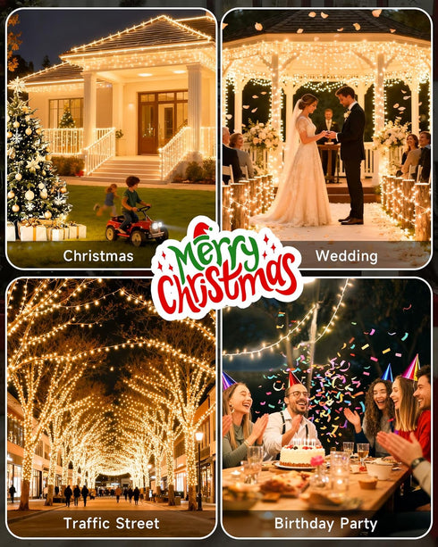 165 500 FT LED Christmas Lights Outdoor Indoor, Plug in Warm White String Lights for Outside Waterproof, Connectable
