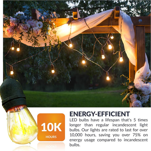 1W S14 Bulbs, 15-Pack Newhouse Lighting Outdoor Weatherproof LED Replacement String Light Standard Base