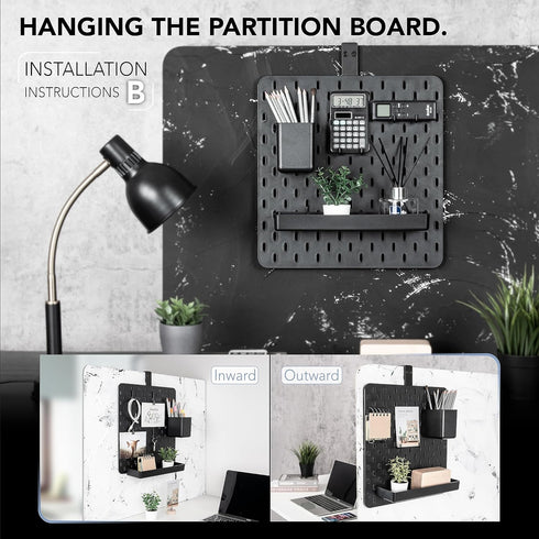 EHO Clamp On Desk Pegboard, Short Privacy Divider, Office Partition Panel, No Drill Desk Mounted Organization Board,