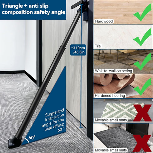 Jammer 1 Pack) Door Security Bar, Rerishom Door Stoppers Security bar,Heavy Duty Door Lock Security Door Door Stopper