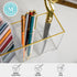 Martha Stewart Kerry Plastic 4 Compartment Pen Holder, Office Desktop Organizer with Gold Trim