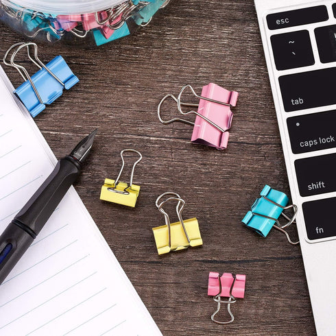 TecUnite 150 Pcs Binder Clips, Assorted Sizes, Pastel Paper Clamps for Office Supplies