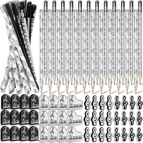 Music Pencils, Music Note Pencil with Themed Erasers, Bulk Keyboard Fun Pencils, 96 Pcs