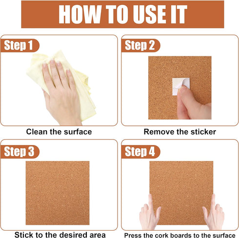 SUNGIFT Cork Board 12"x12" - 12 Pack Bulletin Boards, 1/4" Thick Square Decorative Cork Tiles with 100 PCS Push Pins